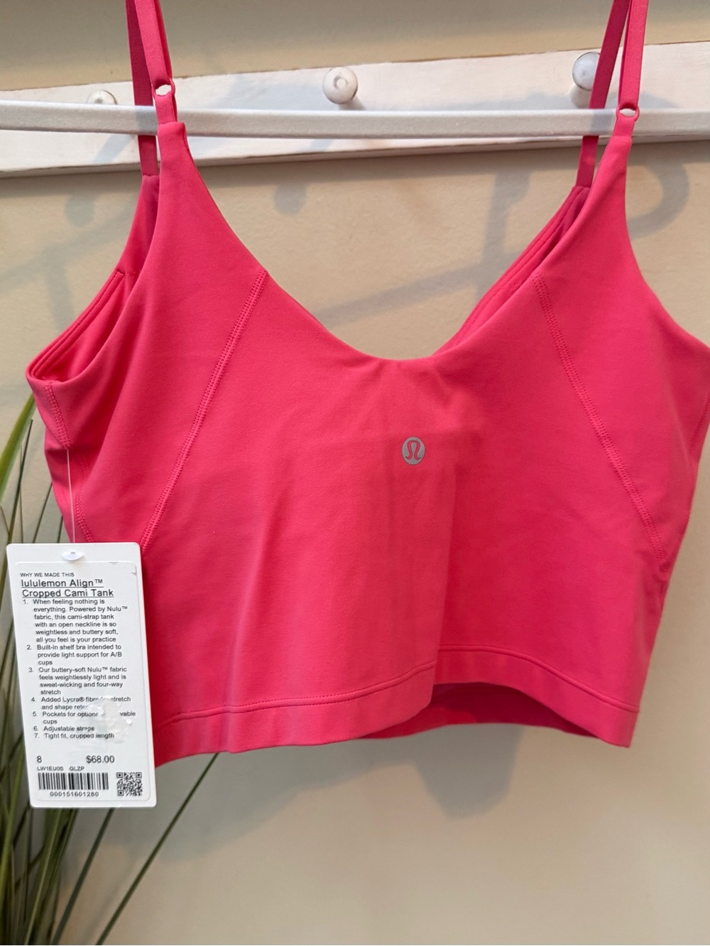 Lululemon Align Pink NWT Cropped Cami Tank Top 
Light Support, A/B Cup Glaze